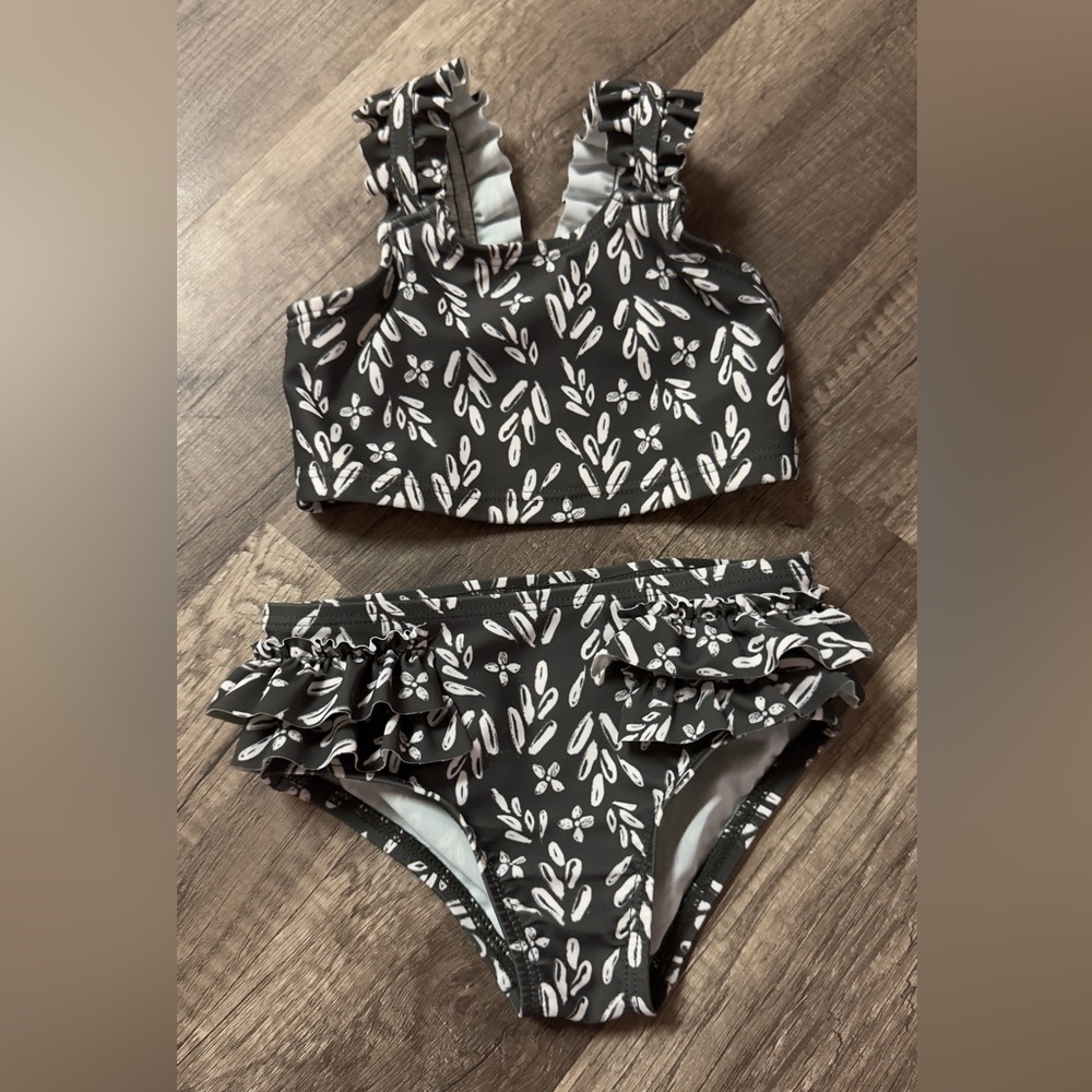 Carters 6 month Black and White Leaf Print Bikini Set